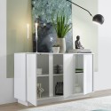Komoda do salonu i kuchni 3-drzwiowa 138cm biały połysk Dimas Ice Katalog