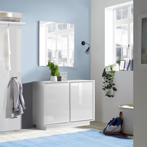 Szafka kredensowa komoda 2-drzwiowa biały połysk 92cm Agape Ice Promocja