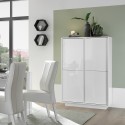 Nowoczesna, wysoka komoda 4-drzwiowa, biały lakierowany połysk, h145 cm Joyce Ice Oferta