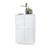 Wysoki modny kredens 4-drzwiowy biały lakierowany błyskawiczny h145cm Joyce Ice. Sprzedaż