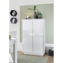 Wysoki modny kredens 4-drzwiowy biały lakierowany błyskawiczny h145cm Joyce Ice. Rabaty