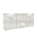 Nowa biała, błyszcząca kredens o długości 181cm i 3 lustrzanych drzwiach - Vittoria WH S. Oferta