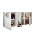 Nowa biała, błyszcząca kredens o długości 181cm i 3 lustrzanych drzwiach - Vittoria WH S. Rabaty