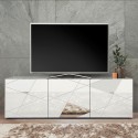 Biała błyszcząca szafka RTV z 3 drzwiami 181 cm Brema WH Vittoria Promocja