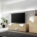 Mobilna baza na telewizor z 3 drzwiami, dębowy design geometryczny Brema RS Vittoria. Sprzedaż