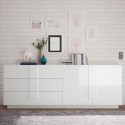 Nowoczesna komoda z 2 drzwiami i 3 szufladami, biały połysk Jupiter WH L1 Promocja