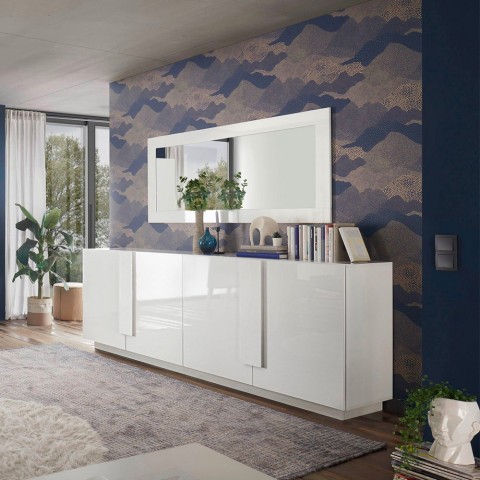 Komoda pokojowa 241 cm biała połysk 4 drzwi Jupiter WH L2 Promocja