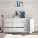 Komoda do salonu, biały połysk, 3 szuflady, Jupiter WH M1 Wybór