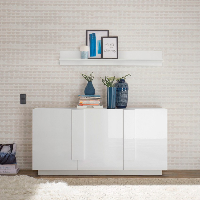 Nowoczesna komoda 3-drzwiowa biały połysk 182cm WH M2 Promocja Nowoczesna komoda 3-drzwiowa biały połysk 182cm WH M2 Promocja