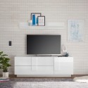 Stolik RTV nowoczesny biały połysk 1 drzwi 2 szuflady Jupiter WH T1 Promocja