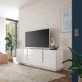 Szafka RTV z 3 drzwiami, biały połysk, nowoczesny model Jupiter WH T2 do salonu. Promocja