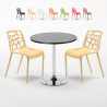 Czarny okrągły stolik 70x70 cm z 2 kolorowymi krzesłami Gelateria Cosmopolitan Promocja