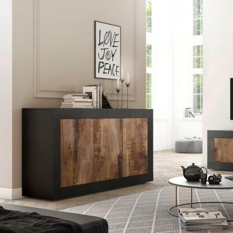 Szafka kuchnia-salon industrialna 3-drzwiowa drewno 160cm Modis NP Basic Promocja