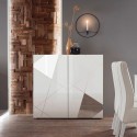 Biała szafka do salonu 2-drzwiowa, wzór geometryczny, styl Vittoria Glam WH. Katalog
