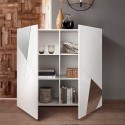 Biała komoda do salonu 2-drzwiowa z geometrycznym wzorem Vittoria Glam WH Stan Magazynowy