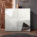 Biała komoda do salonu 2-drzwiowa z geometrycznym wzorem Vittoria Glam WH Promocja