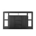 Madia kredens czarny drewno 2 drzwi 3 szuflady nowoczesny design Półka NR Oferta