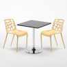 Czarny kwadratowy stolik 70x70 cm z 2 kolorowymi krzesłami Gelateria Mojito Środki