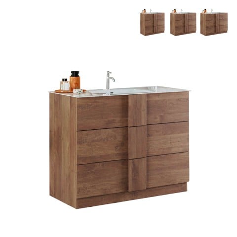 Szafka łazienkowa z drewna, 3 szuflady z umywalką z ceramiki Etoile Promocja