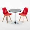Czarny okrągły stolik 70x70 cm z 2 kolorowymi krzesłami Nordica Cosmopolitan 