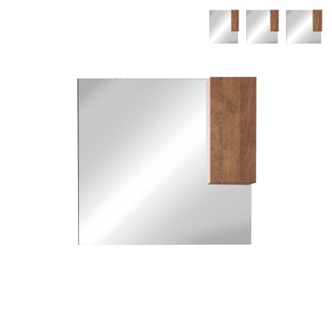 Lustro łazienkowe z LED i wiszącą kolumną, 1 skrzydło z drewna Aralia. Promocja