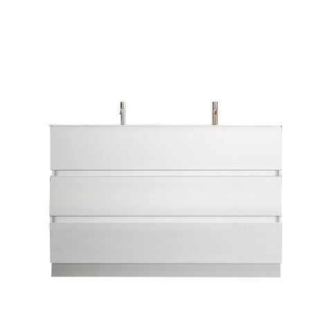 Szafka łazienkowa z 3 szufladami, biały, nowoczesny design, podwójna umywalka Ikon T. Promocja