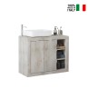 Meble łazienkowe: nowoczesna biała szafka stojąca z dwoma drzwiczkami oraz umywalką Griff Stan Magazynowy