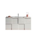 Mobilna szafka łazienkowa wisząca błyszcząca w kolorze białym z umywalką oraz 3 szufladami Gambit Dama Cechy