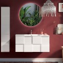 Mobilna szafka łazienkowa wisząca błyszcząca w kolorze białym z umywalką oraz 3 szufladami Gambit Dama Koszt