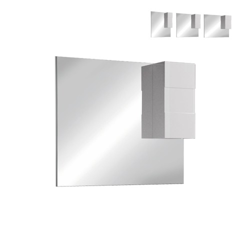 Lustro łazienkowe z LED i kolumną 1-drzwiową w kolorze białego połysku Zeit Dama. Promocja