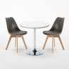 Biały okrągły stolik 70x70 cm z 2 kolorowymi krzesłami Nordica Long Island Cena
