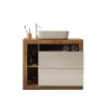 Współczesna mobilna szafka łazienkowa stojąca z 2 szufladami, biały drewniany blat i umywalką Jarad BW. Cena