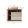 Współczesna mobilna szafka łazienkowa stojąca z 2 szufladami, biały drewniany blat i umywalką Jarad BW. 
