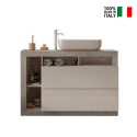 Meble łazienkowe Jarad BC - biała szafka pod umywalkę, z dwoma szufladami i betonową szarością. Stan Magazynowy