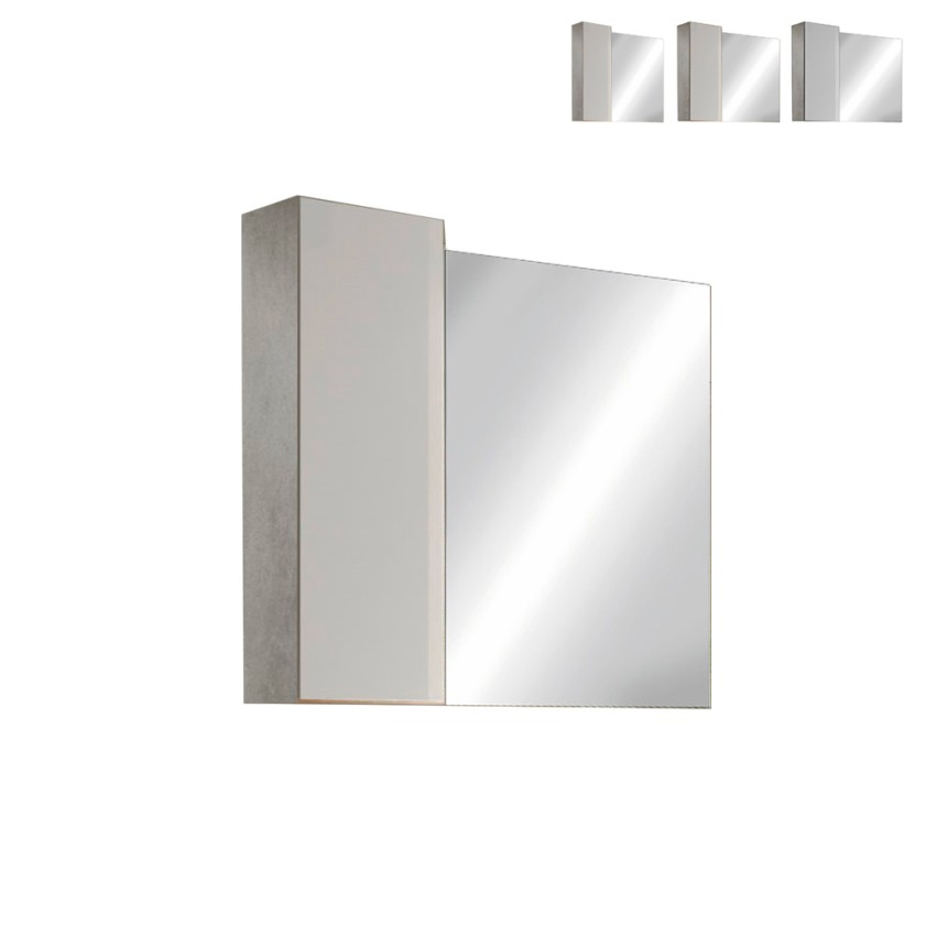 Lustro łazienkowe z LED i białoszarymi drzwiczkami kolumnowe jednoskrzydłowe Pilar BC Oferta