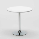Biały okrągły stolik 70x70 cm z 2 kolorowymi krzesłami Nordica Long Island 