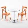 Biały okrągły stolik 70x70 cm z 2 kolorowymi krzesłami Vintage Long Island Stan Magazynowy