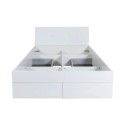 Łóżko małżeńskie 160x200cm z pojemną szufladą i szufladami, białe lakierowane Teide. Rabaty