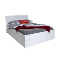 Łóżko małżeńskie 160x200cm z pojemną szufladą i szufladami, białe lakierowane Teide. Oferta