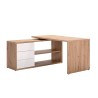 Białe lakierowane narożne biurko z drewna i 3 szufladami Lex Oferta