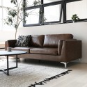 Sofa 3-osobowa tapicerowana skórą ekologiczną w kolorze brązowym w stylu przemysłowym vintage Corneel Stan Magazynowy