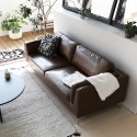 Sofa 3-osobowa tapicerowana skórą ekologiczną w kolorze brązowym w stylu przemysłowym vintage Corneel Wybór