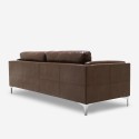 Sofa 3-osobowa tapicerowana skórą ekologiczną w kolorze brązowym w stylu przemysłowym vintage Corneel Rabaty