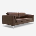 Sofa 3-osobowa tapicerowana skórą ekologiczną w kolorze brązowym w stylu przemysłowym vintage Corneel Oferta