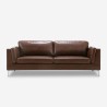 Sofa 3-osobowa tapicerowana skórą ekologiczną w kolorze brązowym w stylu przemysłowym vintage Corneel Sprzedaż