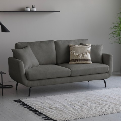 Sofa 3-osobowa nowoczesna stylu północnego w minimalistyczny sposób - szary materiał Folkerd. Promocja