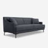 Sofa 3-osobowa z metalowymi nogami 200 cm tkanina koloru czarnego Egbert. Oferta