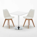 Biały kwadratowy stolik 70x70 cm z 2 kolorowymi krzesłami Nordica Cocktail Środki