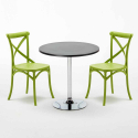 Czarny okrągły stolik 70x70 cm z 2 kolorowymi krzesłami Vintage Cosmopolitan Stan Magazynowy