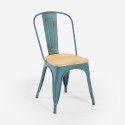 Krzesło przemysłowe z metalu, vintage, z lite drewno na wierzchu - Steel Old Wood Top Light. Rabaty